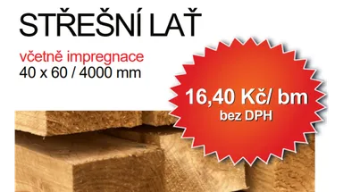 Moravské Budějovice - Akční cena na střešní lať 40x60 mm
