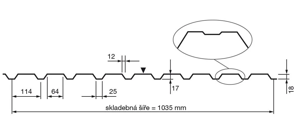 Lindab - trapéz LTP20 0,5mm polyester, světle šedá RAL7044