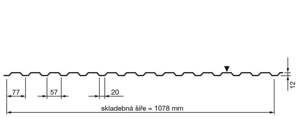 Lindab - trapéz T-12 polyes 0,5mm, r.š.1078mm RAL6003