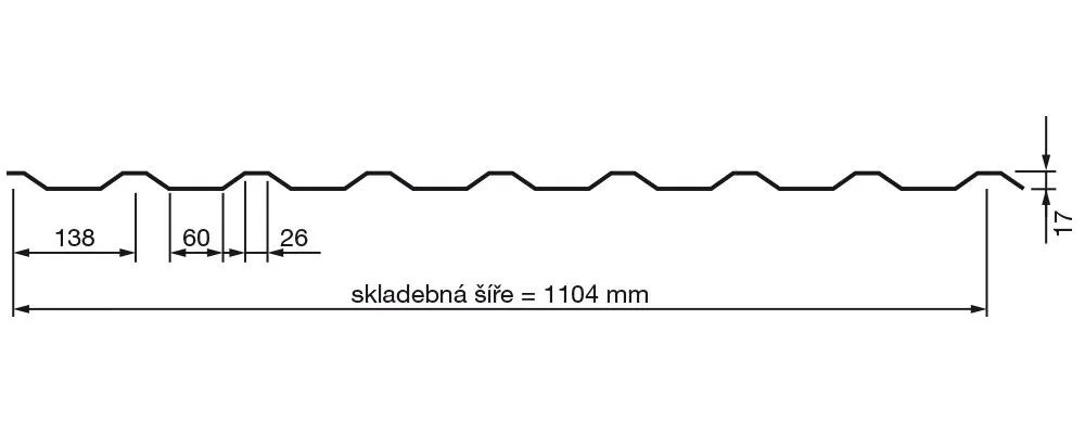 Lindab - trapéz T-18 polyes 0,5mm, r.š.1104mm RAL9005 Premium MAT