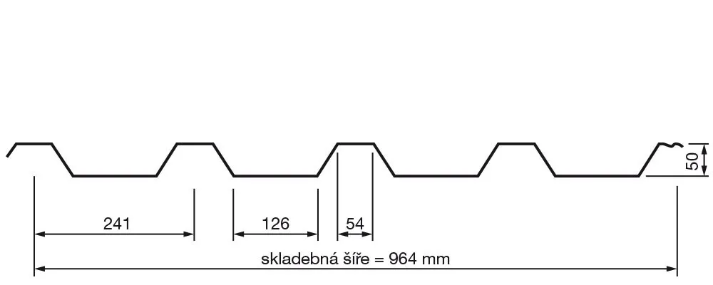 Lindab - trapéz T-50 polyes 0,6mm, r.š.964mm RAL7011