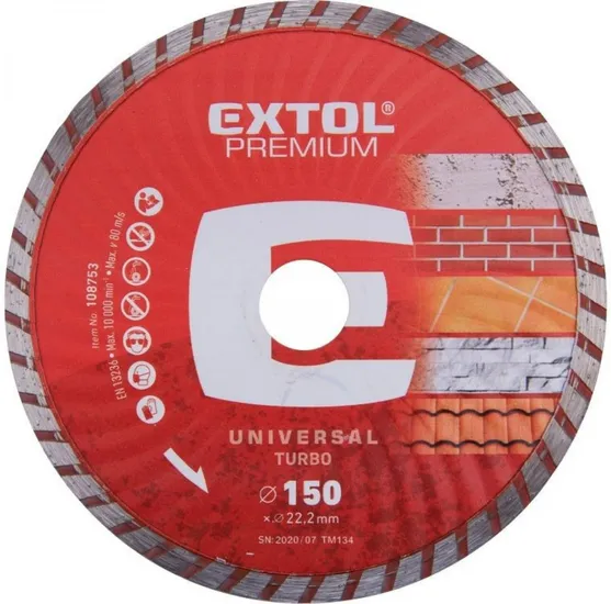 Kotouč řezný DIAMANT. "EXTOL" prům 180 mm turbo