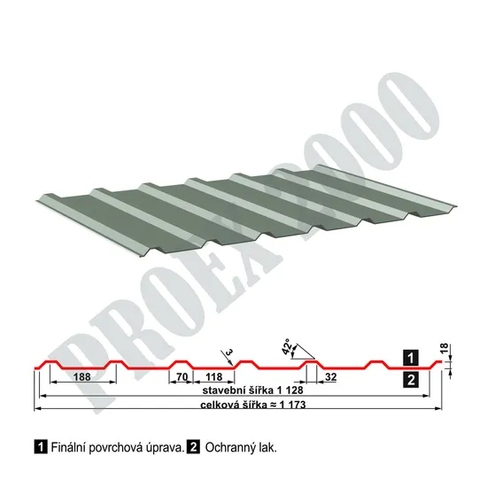 Trapezový plech SAT 18 polyester 0,5 zelená RAL6029
