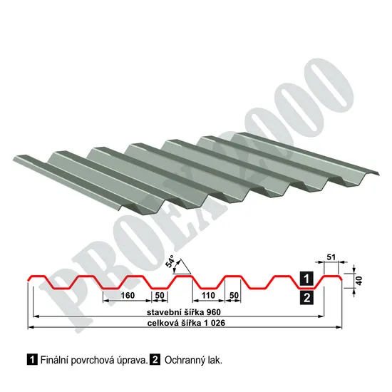 Trapezový plech SAT 40 0,9mm  pozink