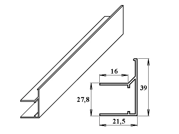 AL ukončovacíokrajový UF-profil 25mm2100mm