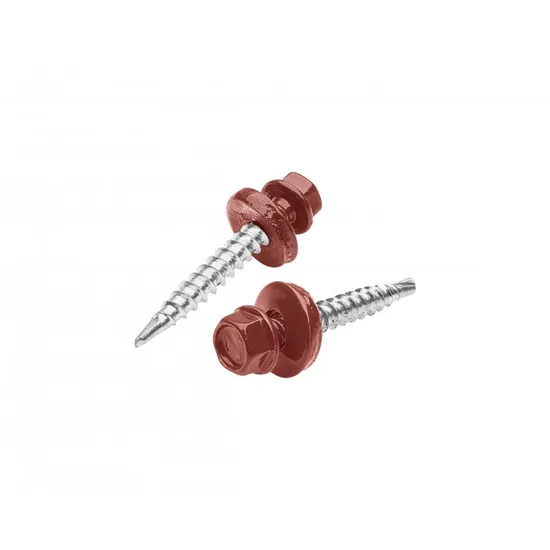 Šroub samořezný pozink. 4,8x20mm tmavě červená RAL3009