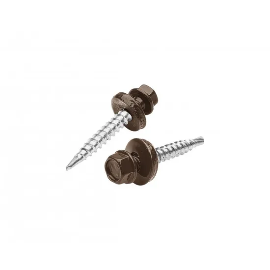Šroub samořezný pozink. 4,8x19mm tmavě hnědý RAL8019