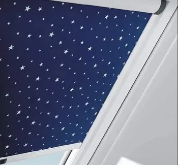 ROTO roleta zatemňující ZRV V62 námořní modrá s hvězdičkami, 74x98cm, bílé lišty