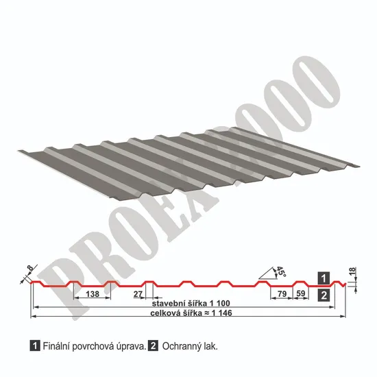 Trapezový plech SAT 18 polyester 0,5, černá RAL9005 - 2000mm