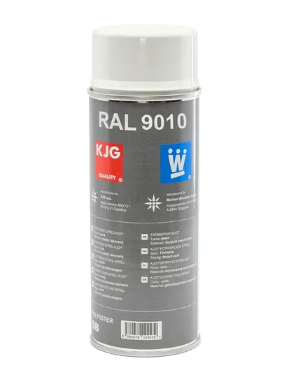 Opravná barva ve spreji KJG bílá, RAL9010, 400 ml.