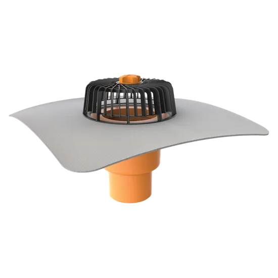 TWE 125 PVC S, střešní vpusť svislá vyhřívaná 125mm21cm s PVC manžetou