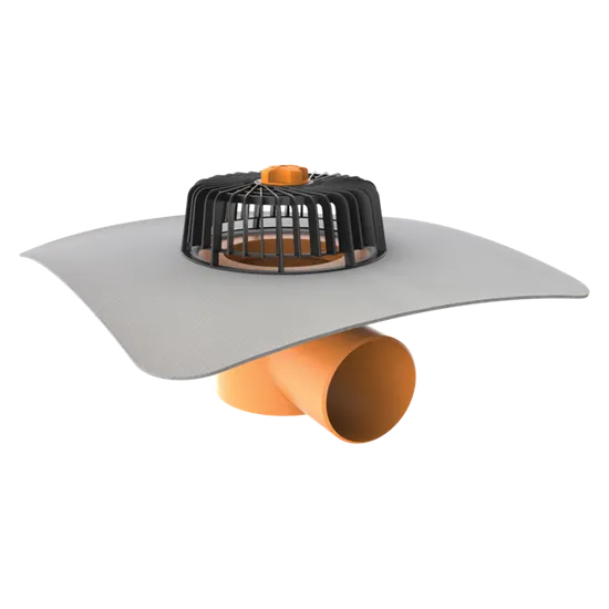 TW 110 PVC V, střešní vpusť vodorovná 110mm25cm s PVC manžetou